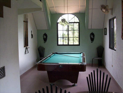 Pool table on the second floor of the house