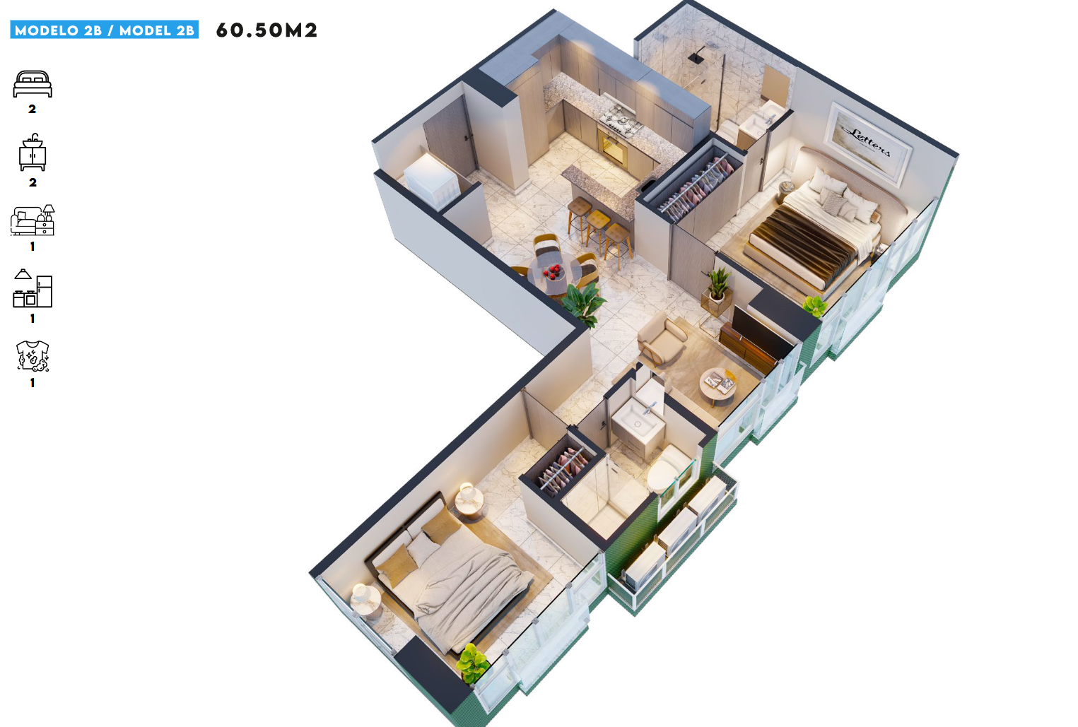 AMAZONAS APARTMENT MODEL B - E