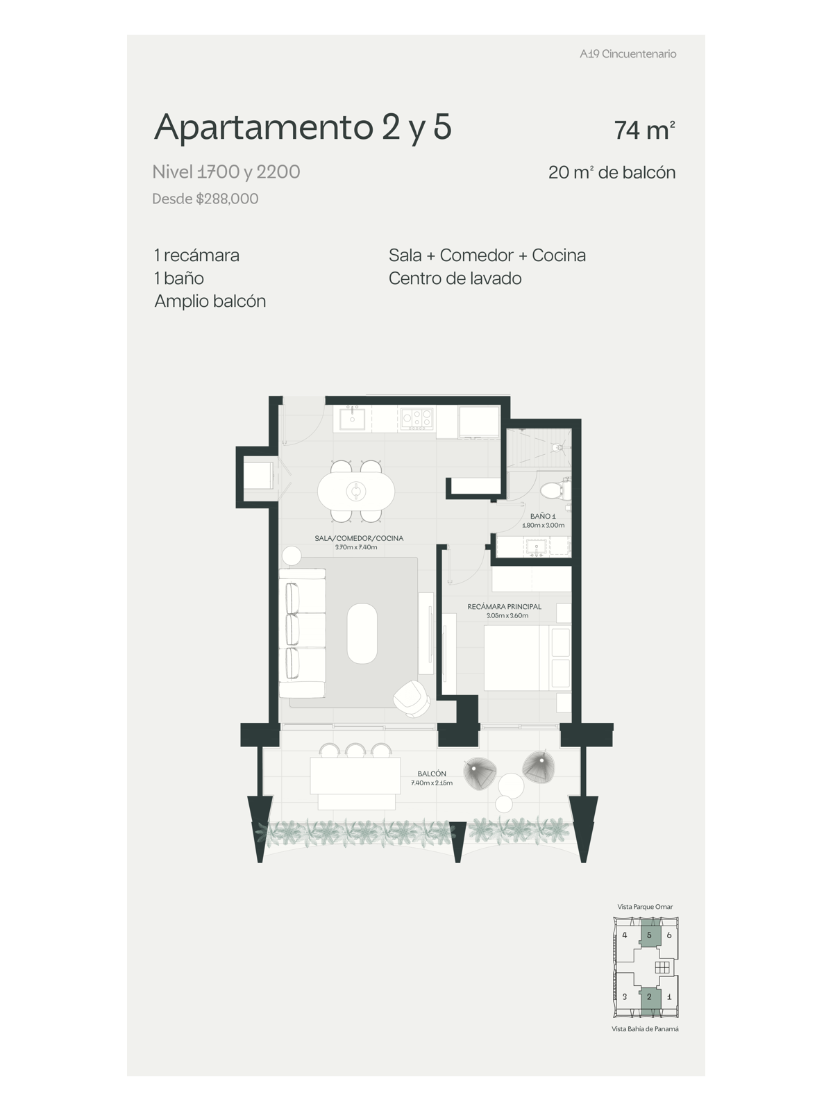 Apartamentos de 1 y 2 Habitaciones en Venta en A19 Cincuentenario
