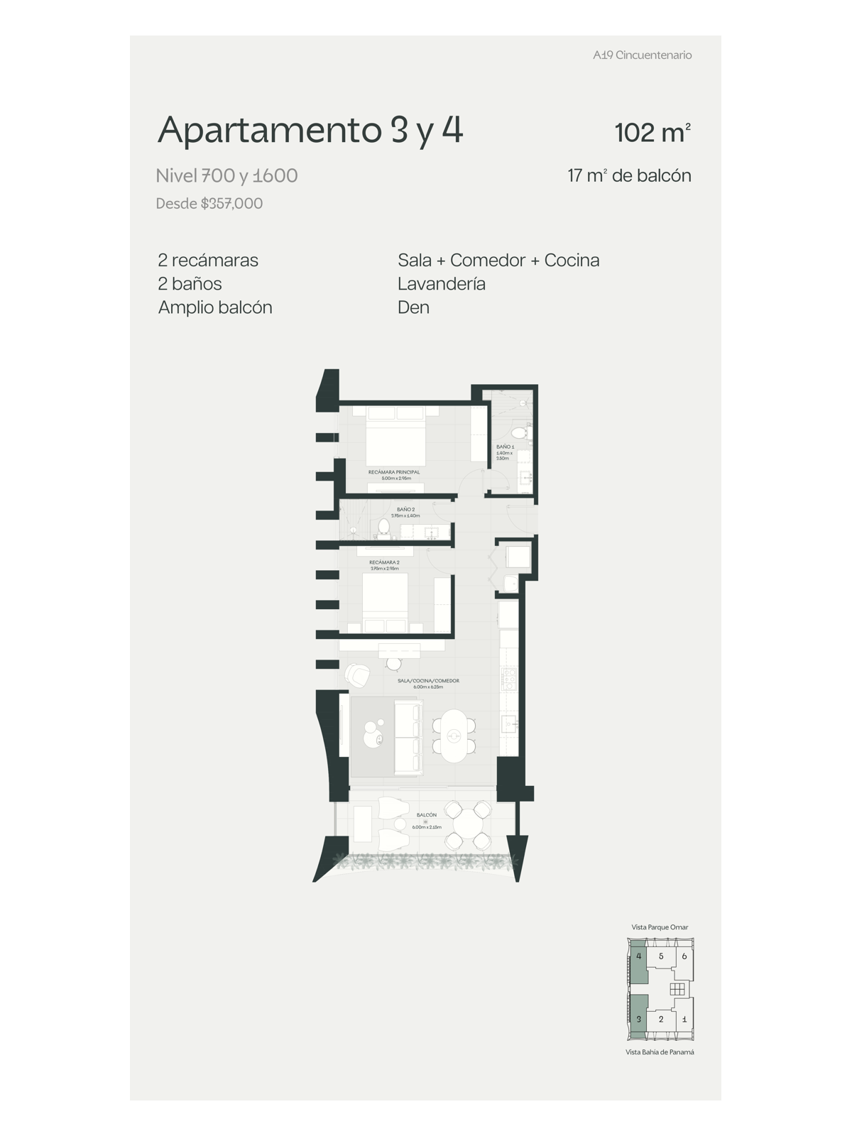 Apartamentos de 2 Habitaciones en Coco del Mar A19 Cincuentenario