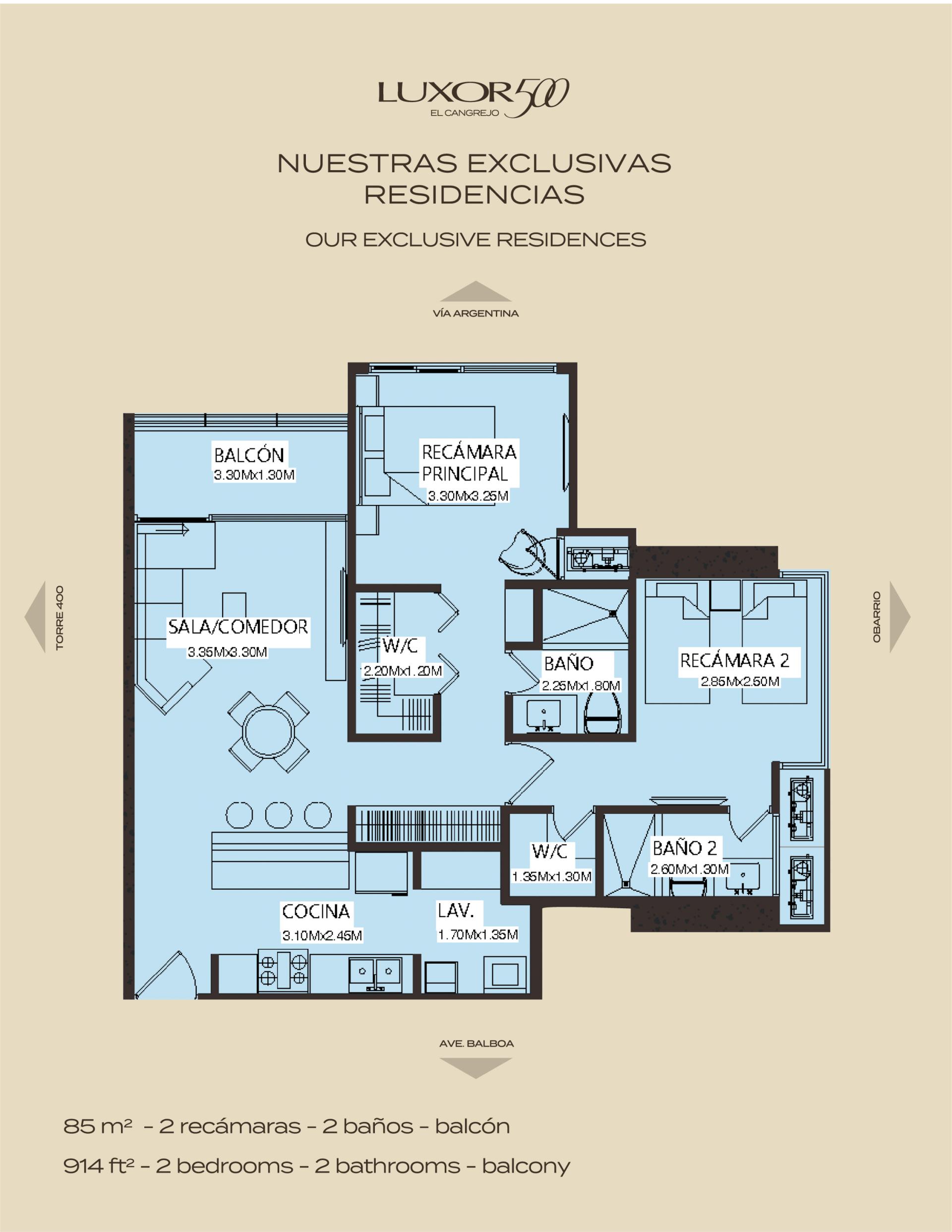 LUXOR 500 — Type C · 2-Bedroom Residence